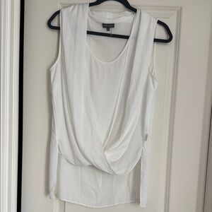 Vince Camuto White Draped Sleeveless Top